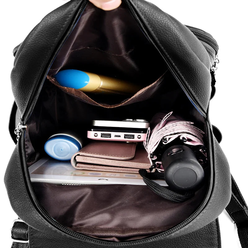 2024 New Fashion Women's Backpack Large Capacity School Student Soft Book Bag Solid Color Versatile Women's Travel Shoulder Bags