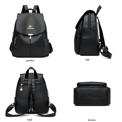 2024 New Fashion Women's Backpack Large Capacity School Student Soft Book Bag Solid Color Versatile Women's Travel Shoulder Bags