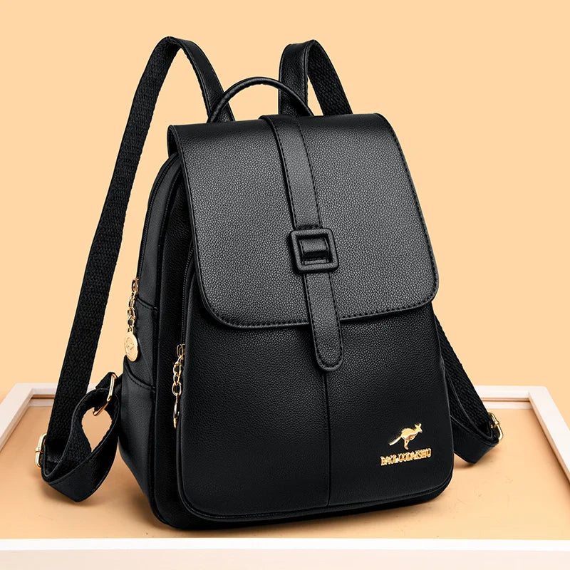2024 New Fashion Women's Backpack Large Capacity School Student Soft Book Bag Solid Color Versatile Women's Travel Shoulder Bags