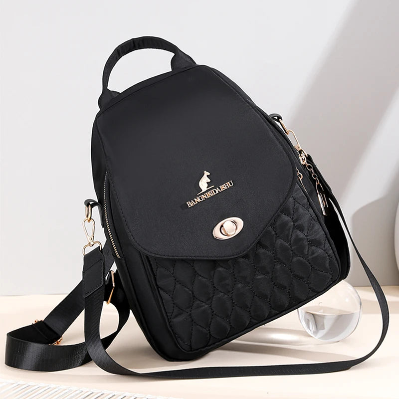 2024 New Fashion Women's Backpack Retro Trendy Female Nylon Single Shoulder Bolsas Luxury Brand Girl Student Backpack Sac A Dos