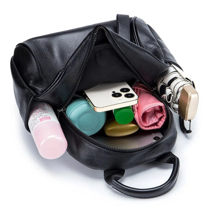 2024 New Female Fashion Trend Simple Senior Sense of Everything Large Capacity Leather Soft Shell Small Backpack