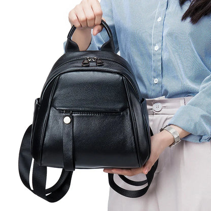 2024 New Female Fashion Trend Simple Senior Sense of Everything Large Capacity Leather Soft Shell Small Backpack