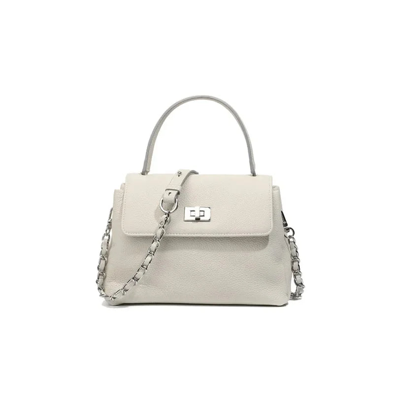 2024 New First Layer Cowhide Shoulder Designer Commuter Portable Messenger Simple Leather Women's Bag