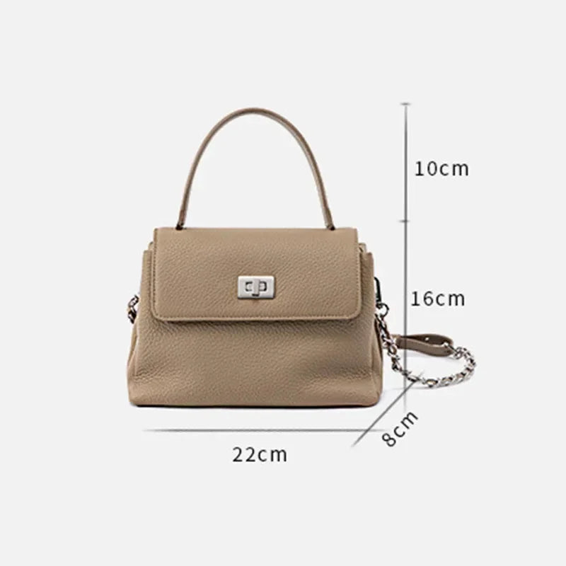 2024 New First Layer Cowhide Shoulder Designer Commuter Portable Messenger Simple Leather Women's Bag