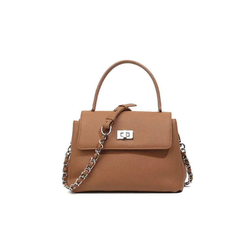 2024 New First Layer Cowhide Shoulder Designer Commuter Portable Messenger Simple Leather Women's Bag