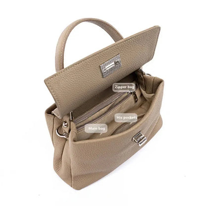 2024 New First Layer Cowhide Shoulder Designer Commuter Portable Messenger Simple Leather Women's Bag