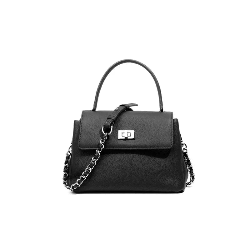 2024 New First Layer Cowhide Shoulder Designer Commuter Portable Messenger Simple Leather Women's Bag