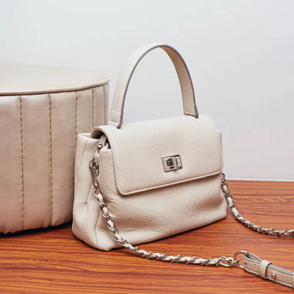 2024 New First Layer Cowhide Shoulder Designer Commuter Portable Messenger Simple Leather Women's Bag