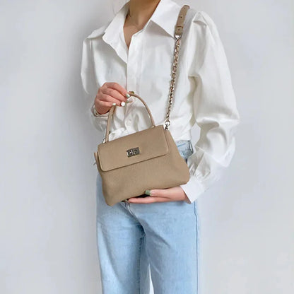 2024 New First Layer Cowhide Shoulder Designer Commuter Portable Messenger Simple Leather Women's Bag