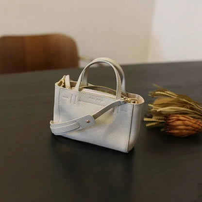 2024 New French Mini Tote Bag First Layer Cowhide Fashion Handbag Genuine Leather Shoulder Bag Designer Bags Luxury