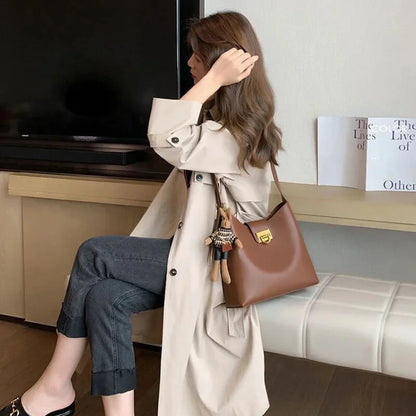 2024 New French Niche Bucket Women's Shoulder Trendy Fashionable All-match Crossbody Bag