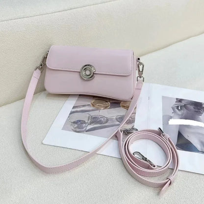 2024 New Fshion Casual Crossbody Shoulder Bag Solid Color All-match Genuine Leather Underarm Handbags Elegant Commuter Bolsas