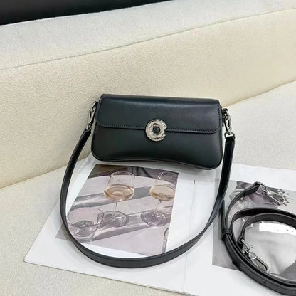 2024 New Fshion Casual Crossbody Shoulder Bag Solid Color All-match Genuine Leather Underarm Handbags Elegant Commuter Bolsas