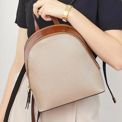 2024 New Genuine Leather Bag Manufacturer Wholesale Korean Cowhide Small Design Sense Backpack Women's