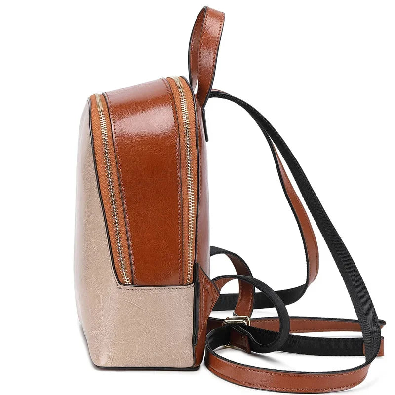 2024 New Genuine Leather Bag Manufacturer Wholesale Korean Cowhide Small Design Sense Backpack Women's