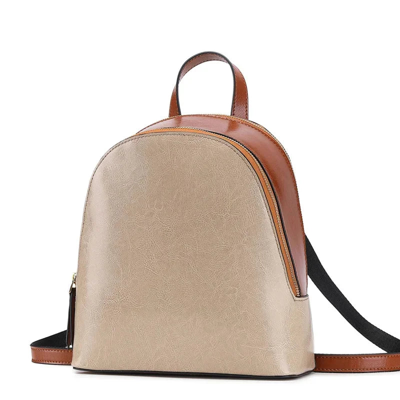 2024 New Genuine Leather Bag Manufacturer Wholesale Korean Cowhide Small Design Sense Backpack Women's