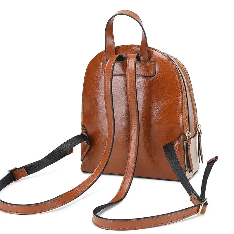 2024 New Genuine Leather Bag Manufacturer Wholesale Korean Cowhide Small Design Sense Backpack Women's