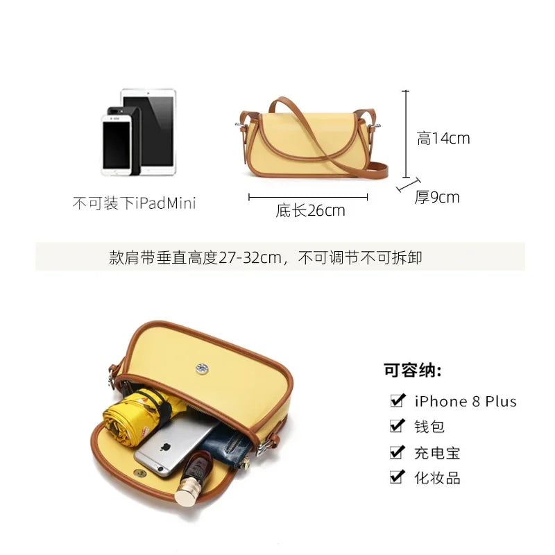 2024 New Genuine Leather Fashion Korean Women's Bags Niche Crossbody Shoulder Underarm Bag Luxury Designer Handbag