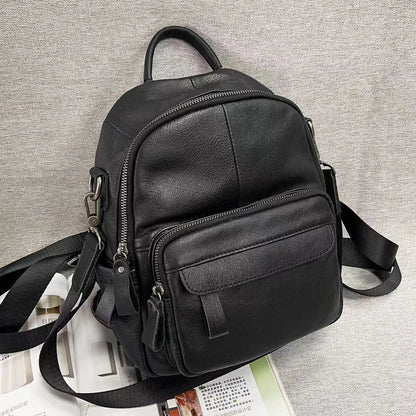 2024 New Genuine Leather Shoulder Bag Woman Korean Chic Soft Cowhide Student Backpack Leisure Travel Handbags Female Bolsas