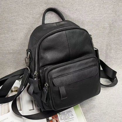 2024 New Genuine Leather Shoulder Bag Woman Korean Chic Soft Cowhide Student Backpack Leisure Travel Handbags Female Bolsas