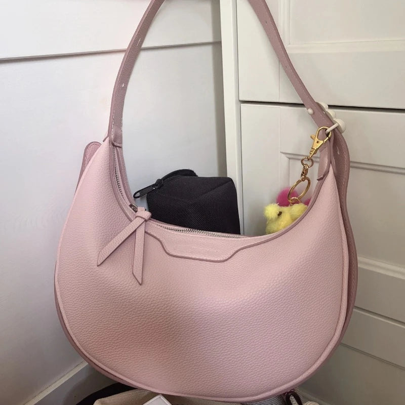2024 New Genuine Leather Single Shoulder Underarm Bags for Women Fashion All-match Handbags Simple Commuter Bolsos Mujer Moda