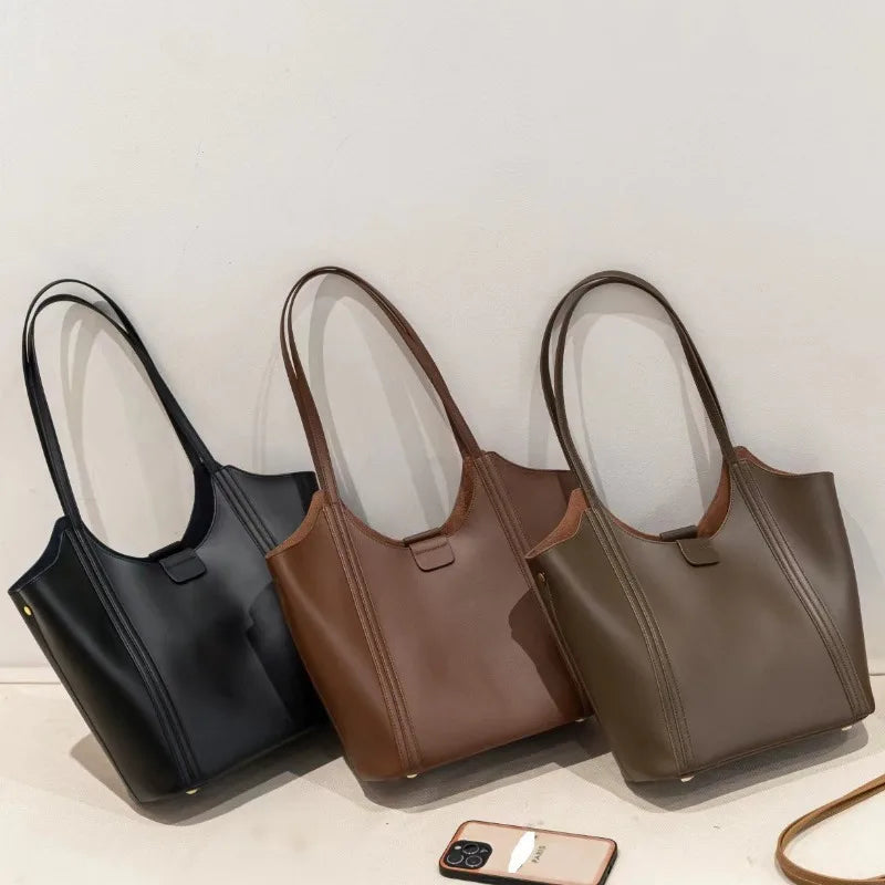 2024 New Genuine Leather Underarm Shoulder Bags Women Fashion Handbags Tote Commuter Large Capacity Purses Luxury Bolsos Mujer