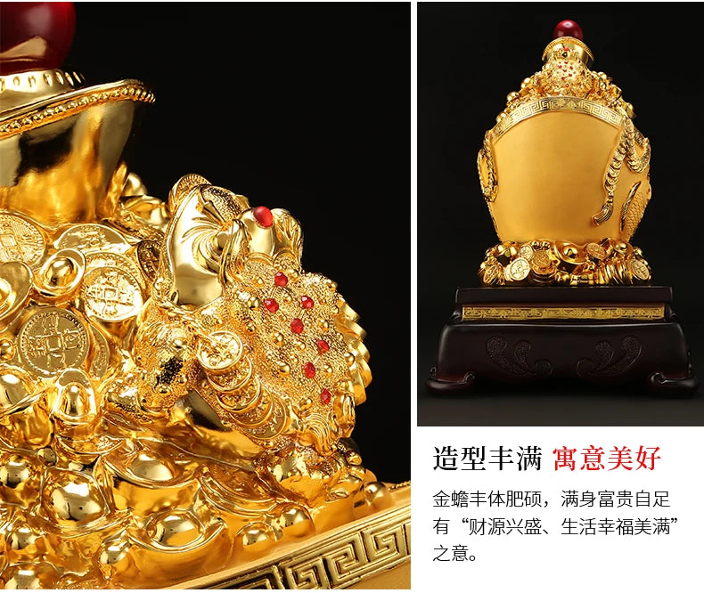 2024 New Good luck gold ingot sculpture feng shui crafts opening gifts home decoration double gold toads bring good fortune