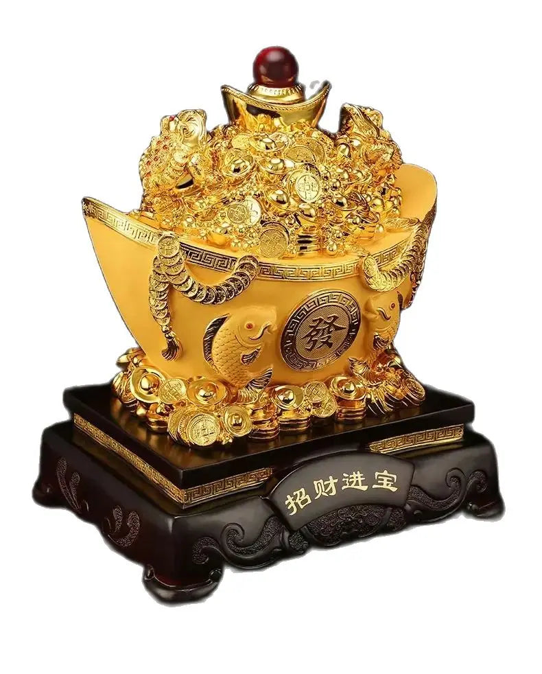 2024 New Good luck gold ingot sculpture feng shui crafts opening gifts home decoration double gold toads bring good fortune
