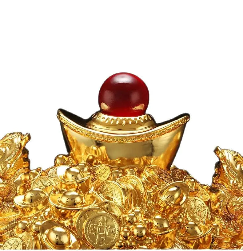 2024 New Good luck gold ingot sculpture feng shui crafts opening gifts home decoration double gold toads bring good fortune