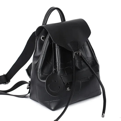 2024 New Handbags Fashion Color Matching Leather Student School College Style Travel Backpack Shoulder Bag
