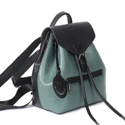 2024 New Handbags Fashion Color Matching Leather Student School College Style Travel Backpack Shoulder Bag