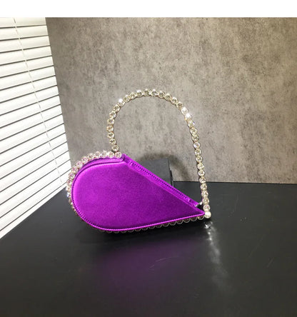 2024 New Heart Shape Rhinestone Handbags Party Day Clutches Crystal Handbags For Wedding Gift Purse Women Prom Dinner Purses Bag