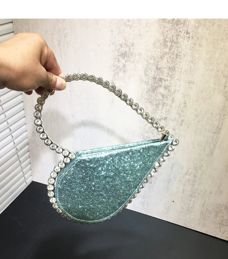 2024 New Heart Shape Rhinestone Handbags Party Day Clutches Crystal Handbags For Wedding Gift Purse Women Prom Dinner Purses Bag