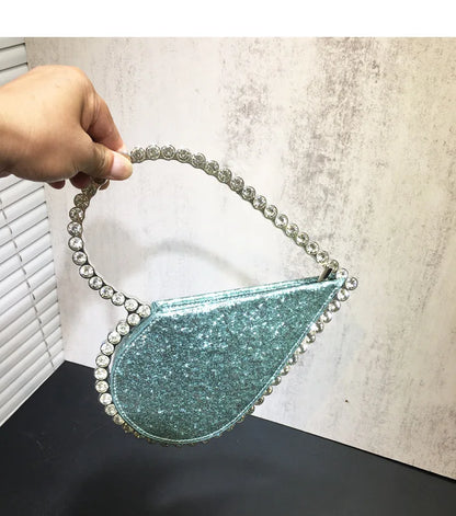 2024 New Heart Shape Rhinestone Handbags Party Day Clutches Crystal Handbags For Wedding Gift Purse Women Prom Dinner Purses Bag