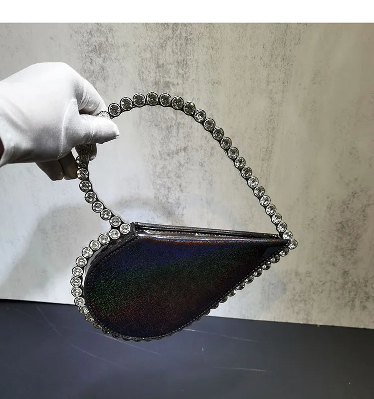 2024 New Heart Shape Rhinestone Handbags Party Day Clutches Crystal Handbags For Wedding Gift Purse Women Prom Dinner Purses Bag