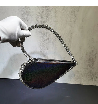 2024 New Heart Shape Rhinestone Handbags Party Day Clutches Crystal Handbags For Wedding Gift Purse Women Prom Dinner Purses Bag