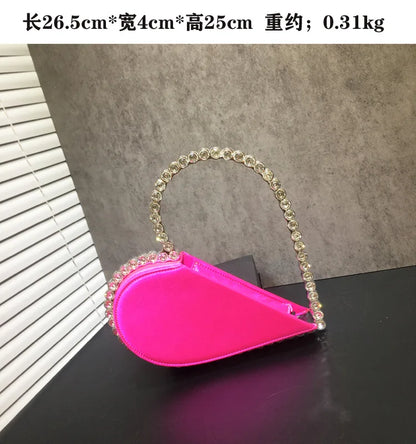 2024 New Heart Shape Rhinestone Handbags Party Day Clutches Crystal Handbags For Wedding Gift Purse Women Prom Dinner Purses Bag