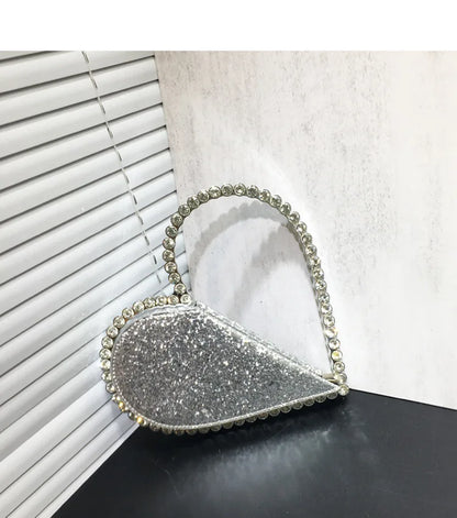 2024 New Heart Shape Rhinestone Handbags Party Day Clutches Crystal Handbags For Wedding Gift Purse Women Prom Dinner Purses Bag