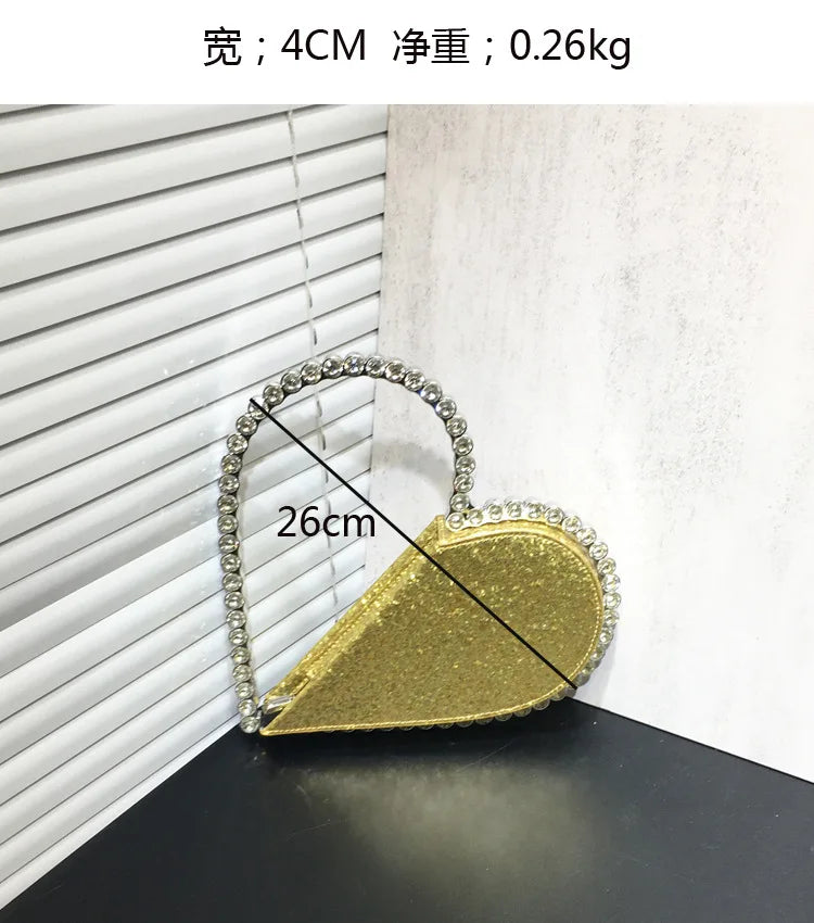 2024 New Heart Shape Rhinestone Handbags Party Day Clutches Crystal Handbags For Wedding Gift Purse Women Prom Dinner Purses Bag