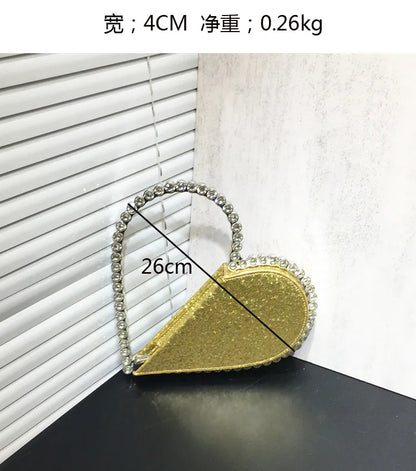 2024 New Heart Shape Rhinestone Handbags Party Day Clutches Crystal Handbags For Wedding Gift Purse Women Prom Dinner Purses Bag
