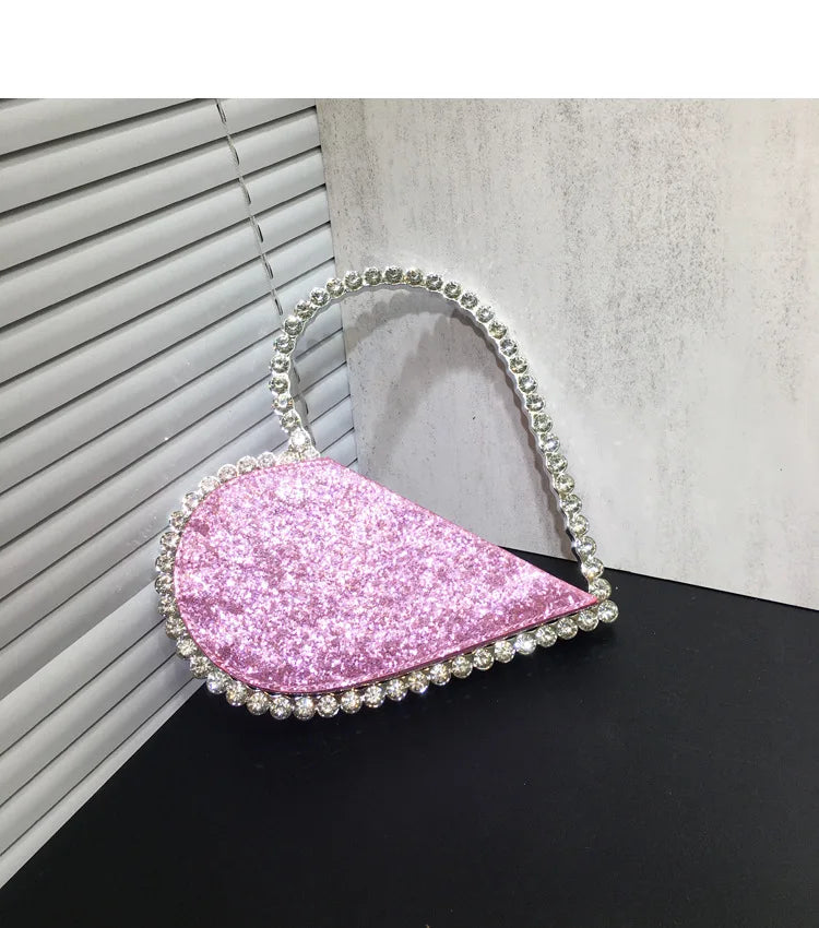 2024 New Heart Shape Rhinestone Handbags Party Day Clutches Crystal Handbags For Wedding Gift Purse Women Prom Dinner Purses Bag