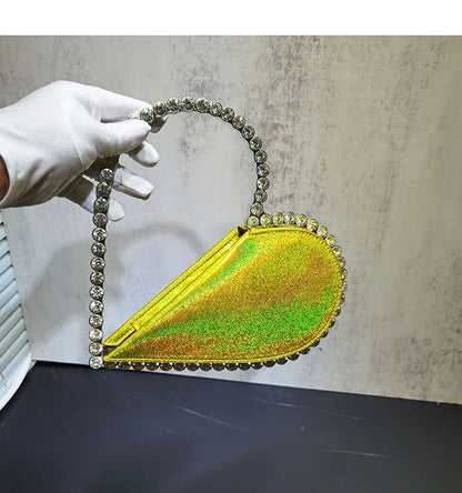 2024 New Heart Shape Rhinestone Handbags Party Day Clutches Crystal Handbags For Wedding Gift Purse Women Prom Dinner Purses Bag