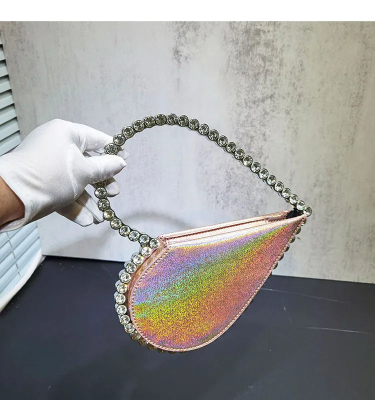 2024 New Heart Shape Rhinestone Handbags Party Day Clutches Crystal Handbags For Wedding Gift Purse Women Prom Dinner Purses Bag