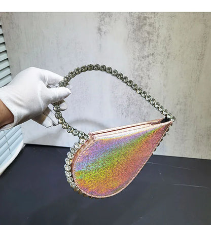 2024 New Heart Shape Rhinestone Handbags Party Day Clutches Crystal Handbags For Wedding Gift Purse Women Prom Dinner Purses Bag
