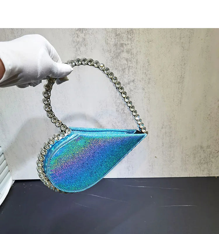 2024 New Heart Shape Rhinestone Handbags Party Day Clutches Crystal Handbags For Wedding Gift Purse Women Prom Dinner Purses Bag