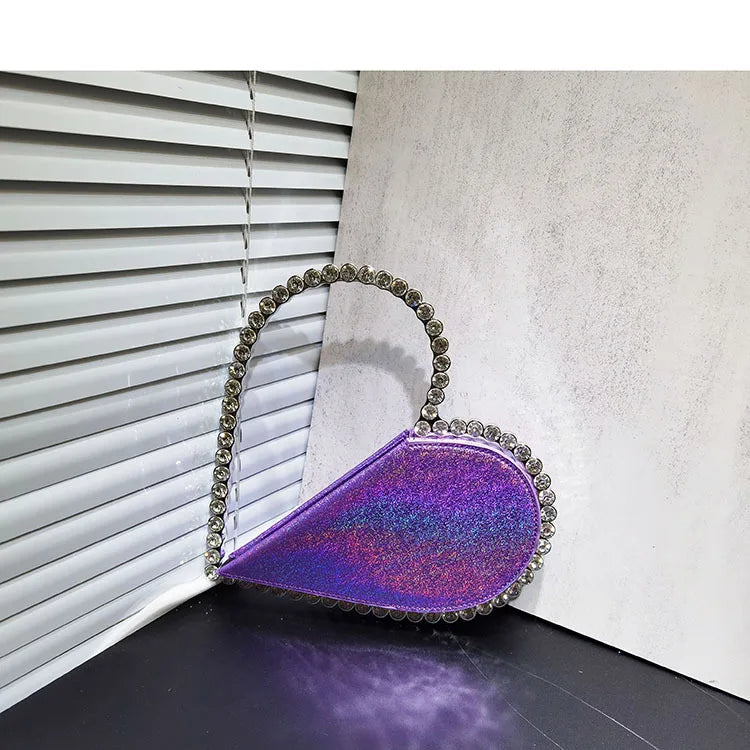 2024 New Heart Shape Rhinestone Handbags Party Day Clutches Crystal Handbags For Wedding Gift Purse Women Prom Dinner Purses Bag