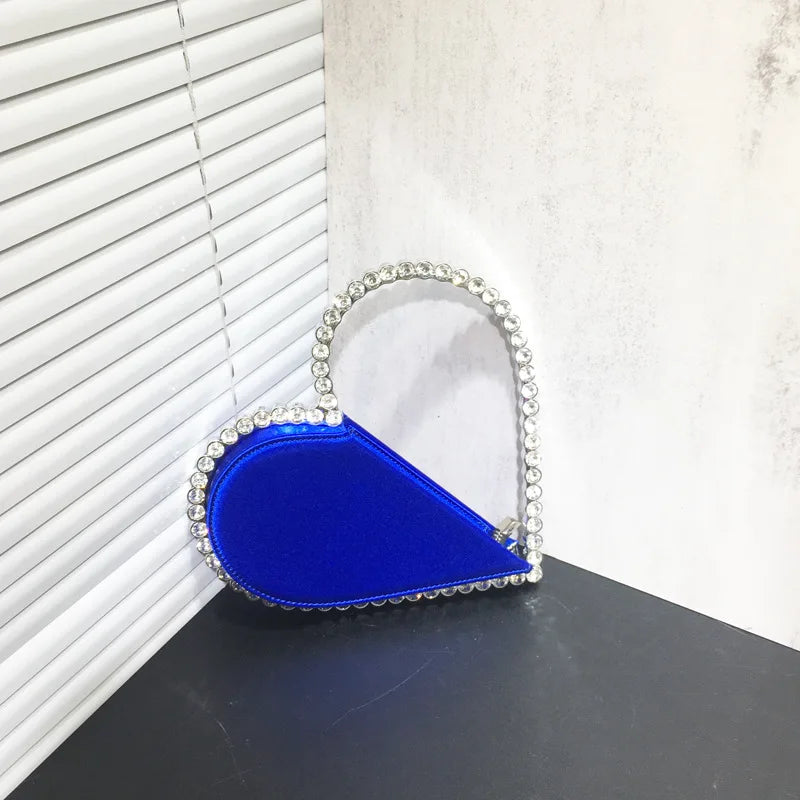 2024 New Heart Shape Rhinestone Handbags Party Day Clutches Crystal Handbags For Wedding Gift Purse Women Prom Dinner Purses Bag