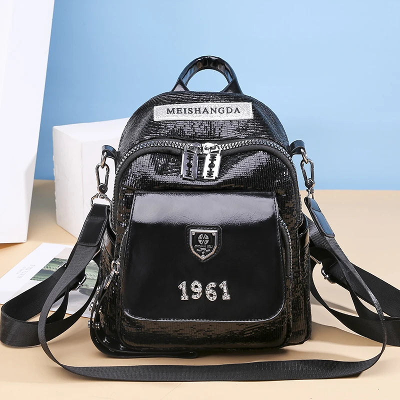 2024 New High Beauty Girl Student School Bag High Quality Leather Women's Backpack Large Capacity Female Travel Bolsas Sac A Dos