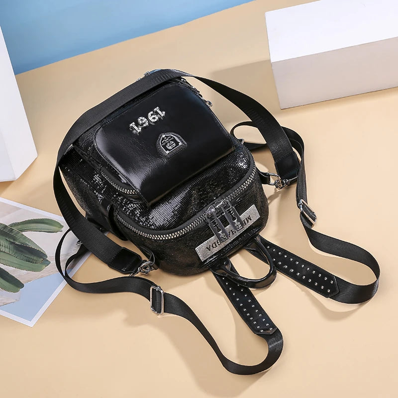 2024 New High Beauty Girl Student School Bag High Quality Leather Women's Backpack Large Capacity Female Travel Bolsas Sac A Dos