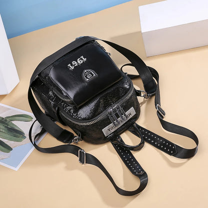 2024 New High Beauty Girl Student School Bag High Quality Leather Women's Backpack Large Capacity Female Travel Bolsas Sac A Dos